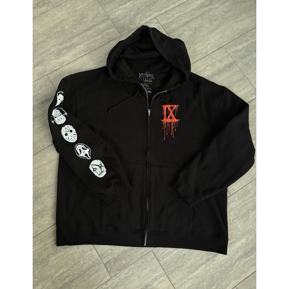 Ice Nine Kills Drip Logo Black Zip-Up Hoodie Mens Size 3XL Official Band Merch
